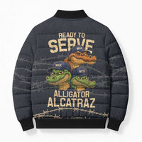 Ready To Serve Alligator Alcatraz Bomber Puffer Jacket - Wonder Print Shop