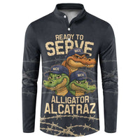 Ready To Serve Alligator Alcatraz Button Sweatshirt - Wonder Print Shop