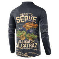 Ready To Serve Alligator Alcatraz Button Sweatshirt - Wonder Print Shop