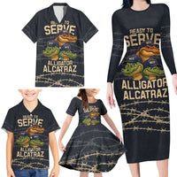 Ready To Serve Alligator Alcatraz Family Matching Long Sleeve Bodycon Dress and Hawaiian Shirt - Wonder Print Shop