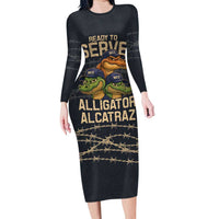 Ready To Serve Alligator Alcatraz Family Matching Long Sleeve Bodycon Dress and Hawaiian Shirt - Wonder Print Shop
