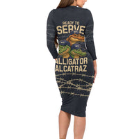Ready To Serve Alligator Alcatraz Family Matching Long Sleeve Bodycon Dress and Hawaiian Shirt - Wonder Print Shop