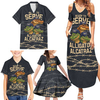 Ready To Serve Alligator Alcatraz Family Matching Summer Maxi Dress and Hawaiian Shirt - Wonder Print Shop