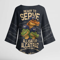 Ready To Serve Alligator Alcatraz Kimono Sleeve Blouse - Wonder Print Shop