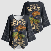Ready To Serve Alligator Alcatraz Kimono Sleeve Blouse - Wonder Print Shop