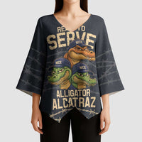 Ready To Serve Alligator Alcatraz Kimono Sleeve Blouse - Wonder Print Shop