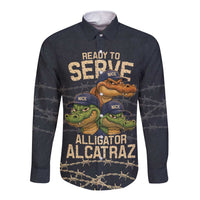 Ready To Serve Alligator Alcatraz Long Sleeve Button Shirt - Wonder Print Shop