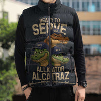 Ready To Serve Alligator Alcatraz Sleeveless Puffer Jacket - Wonder Print Shop