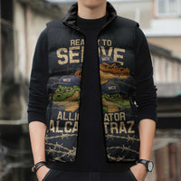 Ready To Serve Alligator Alcatraz Sleeveless Puffer Jacket - Wonder Print Shop