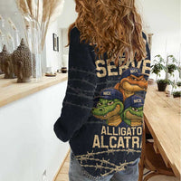 Ready To Serve Alligator Alcatraz Women Casual Shirt - Wonder Print Shop