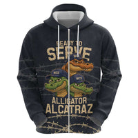 Ready To Serve Alligator Alcatraz Zip Hoodie - Wonder Print Shop