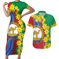 Eritrea New Year Personalized Couples Matching Short Sleeve Bodycon Dress and Hawaiian Shirt Enkutatash Adey Abeba Flower Art LT9 - Wonder Print Shop