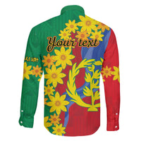 Eritrea New Year Personalized Family Matching Off The Shoulder Long Sleeve Dress and Hawaiian Shirt Enkutatash Adey Abeba Flower Art - Wonder Print Shop