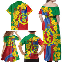 Eritrea New Year Personalized Family Matching Off Shoulder Maxi Dress and Hawaiian Shirt Enkutatash Adey Abeba Flower Art LT9 - Wonder Print Shop