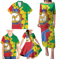 Eritrea New Year Personalized Family Matching Puletasi and Hawaiian Shirt Enkutatash Adey Abeba Flower Art - Wonder Print Shop