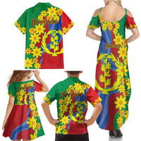 Eritrea New Year Personalized Family Matching Summer Maxi Dress and Hawaiian Shirt Enkutatash Adey Abeba Flower Art - Wonder Print Shop