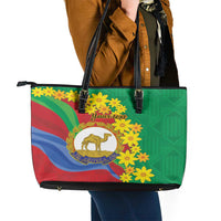 Eritrea New Year Personalized Leather Tote Bag Enkutatash Adey Abeba Flower Art - Wonder Print Shop