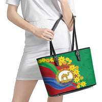 Eritrea New Year Personalized Leather Tote Bag Enkutatash Adey Abeba Flower Art - Wonder Print Shop