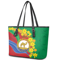 Eritrea New Year Personalized Leather Tote Bag Enkutatash Adey Abeba Flower Art - Wonder Print Shop