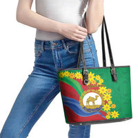 Eritrea New Year Personalized Leather Tote Bag Enkutatash Adey Abeba Flower Art - Wonder Print Shop