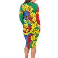 Eritrea New Year Personalized Long Sleeve Bodycon Dress Enkutatash Adey Abeba Flower Art - Wonder Print Shop