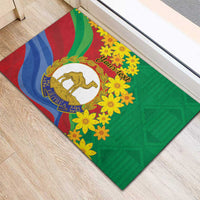 Eritrea New Year Personalized Rubber Doormat Enkutatash Adey Abeba Flower Art - Wonder Print Shop