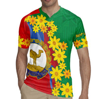 Eritrea New Year Personalized Rugby Jersey Enkutatash Adey Abeba Flower Art - Wonder Print Shop