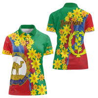 Eritrea New Year Personalized Women Polo Shirt Enkutatash Adey Abeba Flower Art - Wonder Print Shop