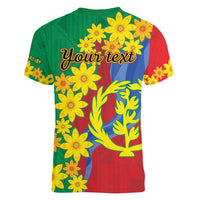 Eritrea New Year Personalized Women V-Neck T-Shirt Enkutatash Adey Abeba Flower Art - Wonder Print Shop