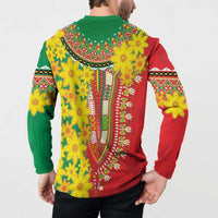Ethiopian New Year Button Sweatshirt Enkutatash Adey Abeba Flower Art LT9 - Wonder Print Shop