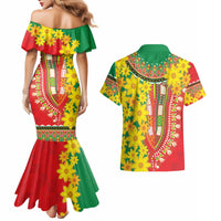 Ethiopian New Year Couples Matching Mermaid Dress and Hawaiian Shirt Enkutatash Adey Abeba Flower Art LT9 - Wonder Print Shop