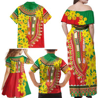 Ethiopian New Year Family Matching Off Shoulder Maxi Dress and Hawaiian Shirt Enkutatash Adey Abeba Flower Art LT9 - Wonder Print Shop