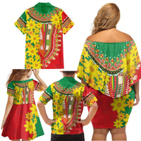 Ethiopian New Year Family Matching Off Shoulder Short Dress and Hawaiian Shirt Enkutatash Adey Abeba Flower Art LT9 - Wonder Print Shop