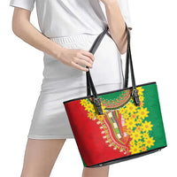 Ethiopian New Year Leather Tote Bag Enkutatash Adey Abeba Flower Art - Wonder Print Shop