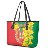 Ethiopian New Year Leather Tote Bag Enkutatash Adey Abeba Flower Art - Wonder Print Shop