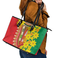 Ethiopian New Year Leather Tote Bag Enkutatash Adey Abeba Flower Art - Wonder Print Shop