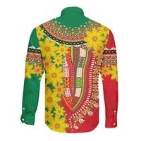 Ethiopian New Year Long Sleeve Button Shirt Enkutatash Adey Abeba Flower Art - Wonder Print Shop
