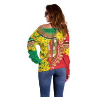 Ethiopian New Year Off Shoulder Sweater Enkutatash Adey Abeba Flower Art - Wonder Print Shop
