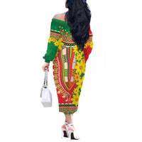 Ethiopian New Year Off The Shoulder Long Sleeve Dress Enkutatash Adey Abeba Flower Art - Wonder Print Shop