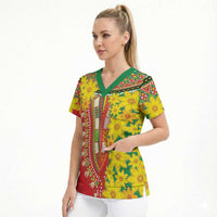 Afro Ethiopian New Year Scrub Top Enkutatash Adey Abeba Flower Art