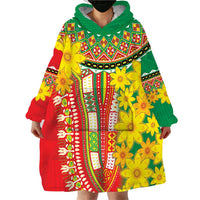 Ethiopian New Year Wearable Blanket Hoodie Enkutatash Adey Abeba Flower Art - Wonder Print Shop
