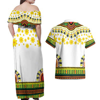 Enkutatash Dashiki and Adey Abeba Couples Matching Off Shoulder Maxi Dress and Hawaiian Shirt LT9 - Wonder Print Shop