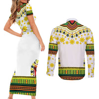 Enkutatash Dashiki and Adey Abeba Couples Matching Short Sleeve Bodycon Dress and Long Sleeve Button Shirt LT9 - Wonder Print Shop
