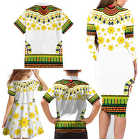 Enkutatash Dashiki and Adey Abeba Family Matching Long Sleeve Bodycon Dress and Hawaiian Shirt LT9 - Wonder Print Shop