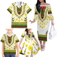 Enkutatash Dashiki and Adey Abeba Family Matching Off The Shoulder Long Sleeve Dress and Hawaiian Shirt - Wonder Print Shop