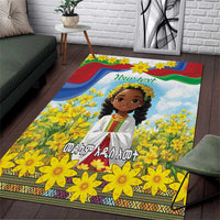 Happy Enkutatash Eritrea Personalized Area Rug Beautiful Girl Adey Abeba Flower LT9 - Wonder Print Shop