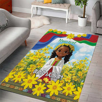 Happy Enkutatash Eritrea Personalized Area Rug Beautiful Girl Adey Abeba Flower LT9 - Wonder Print Shop