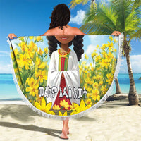Happy Enkutatash Eritrea Personalized Beach Blanket Beautiful Girl Adey Abeba Flower LT9 - Wonder Print Shop