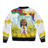 Happy Enkutatash Eritrea Personalized Bomber Jacket Beautiful Girl Adey Abeba Flower LT9 - Wonder Print Shop