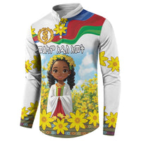 Happy Enkutatash Eritrea Personalized Button Sweatshirt Beautiful Girl Adey Abeba Flower LT9 - Wonder Print Shop